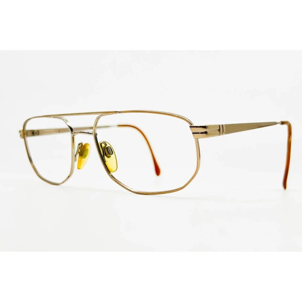 Luxottica Eyeglass Frames Mens Gold Aviator LU 1297 T127 Italy 56-17-140